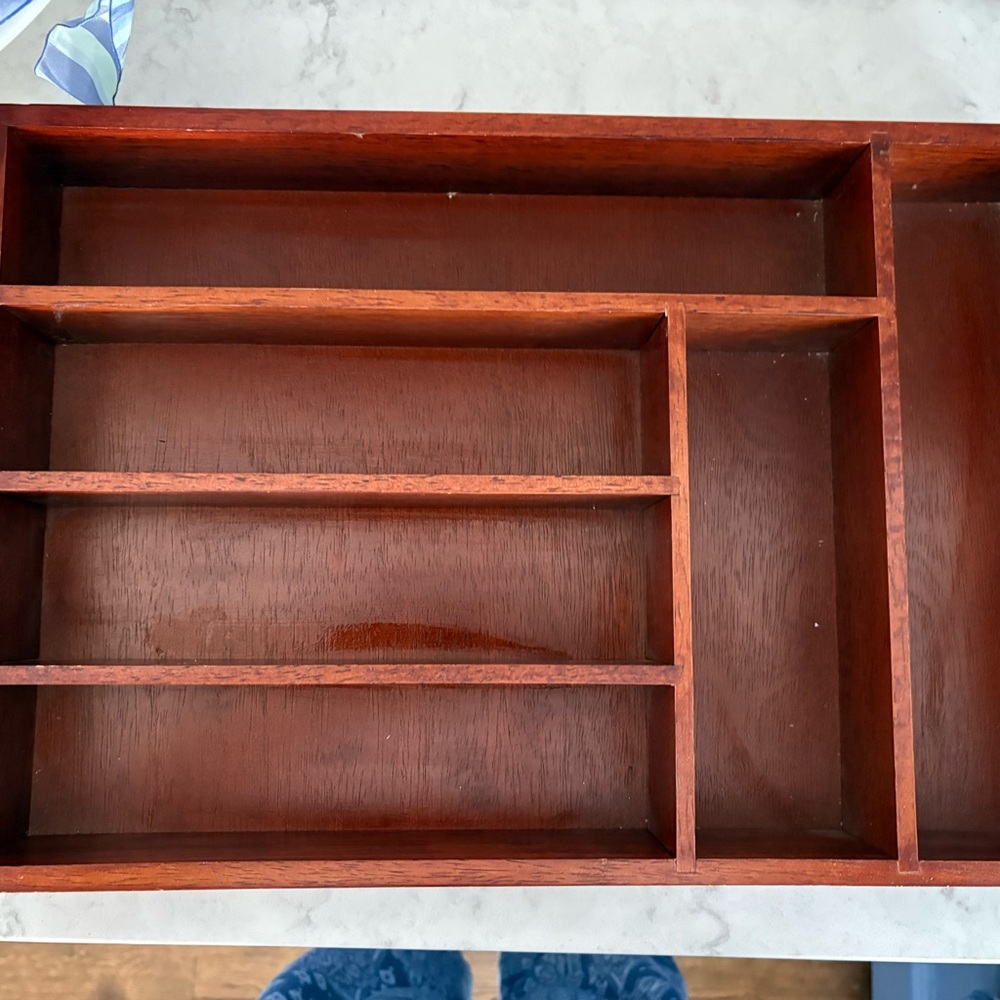 Wooden Drawer Organizer Tray - Rich Mahogany Finish - Picture 2 of 9